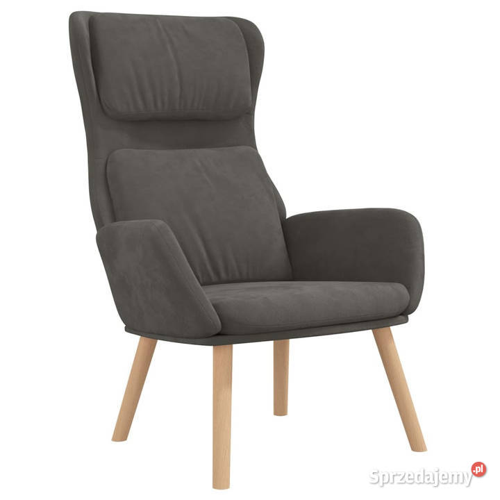 Fotel ciemnoszary obity aksamitem WM341352