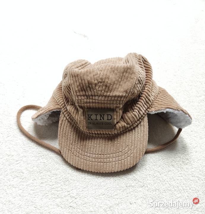 Sztruksowa czapka niemowlęca HM 6268 uszatka H&M Szczecin sprzedam