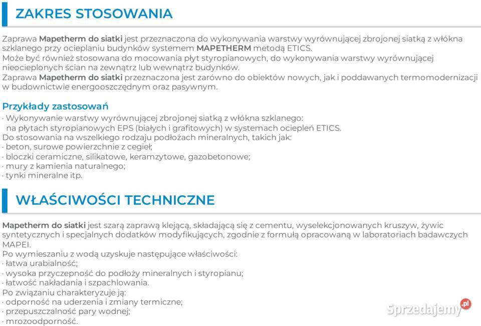 Mapei Klej do siatki Mapetherm 25 Kleje Gdów