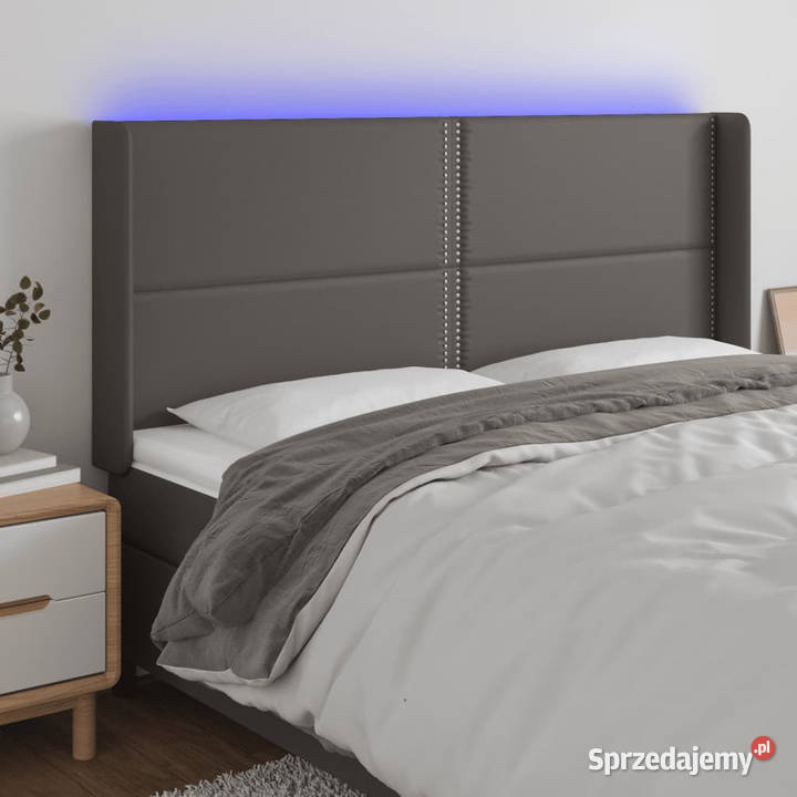 Zagłówek do łóżka z LED szary 183x16x118128 Warszawa sprzedam