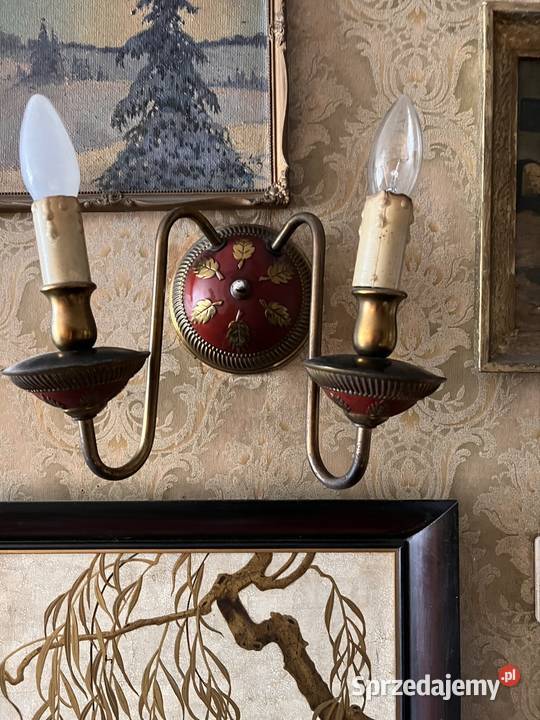 stare kinkiety bordowo złote vintage śląskie Bytom