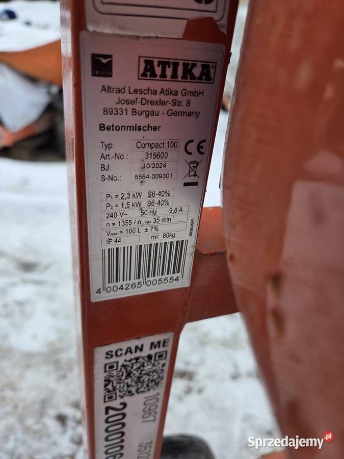 Mieszadło do kleju atica 100L 2025r igla zapraw opolskie