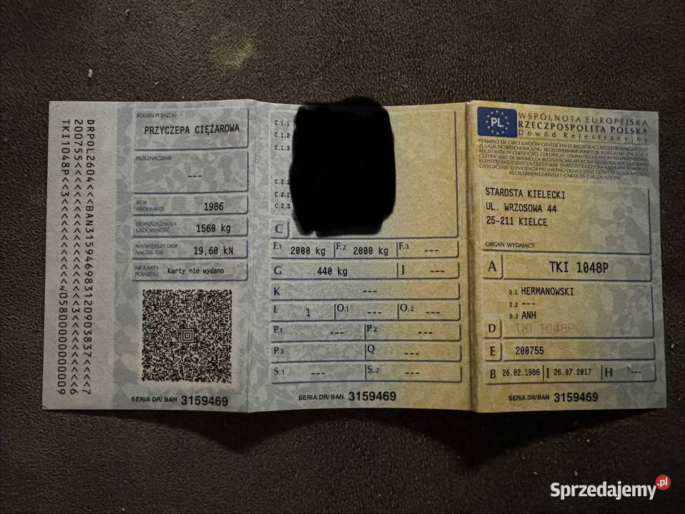 Pozostałości przyczepie samochodowej DMC 2000 towarowe Łopuszno