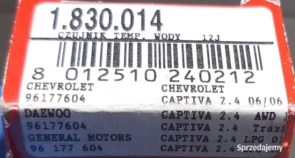 CZUJNIK TEMPWODY DAWEOO SAAB CHEVROLET 1830014 czujniki Mielęcin