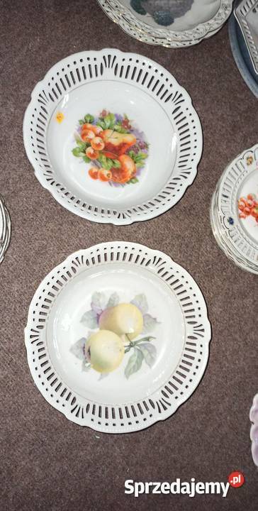 Talerzyki z owocami Ażurowe Białe Porcelana i szkło Gdańsk