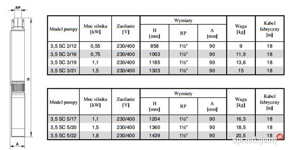 Pompa głębinowa 35 SC316 230V Hydraulika i armatura dolnośląskie Oława