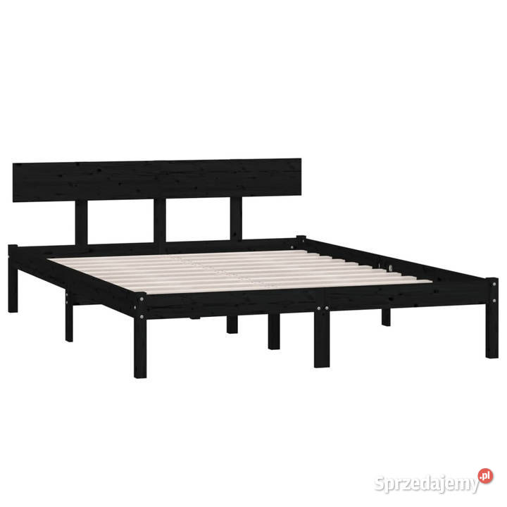 Rama łóżka czarna lite drewno sosnowe 140 x 190 Warszawa