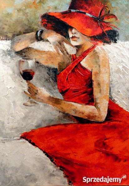 Dziewczyna w kapeluszu obraz olejny 70x50 Malarstwo Warszawa sprzedam