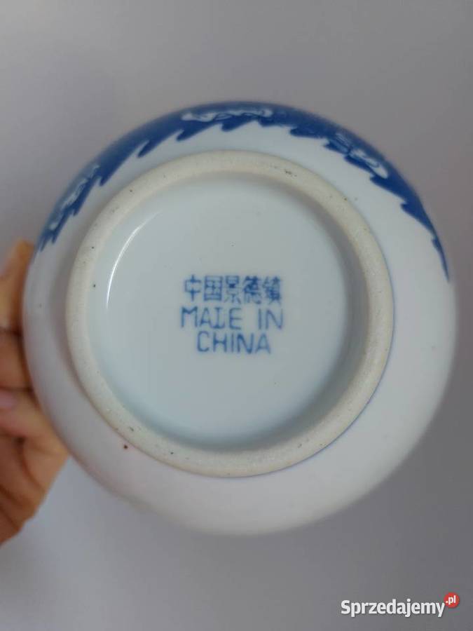 porcelanowa miseczka białoniebieska z 3 łyżkami Miski Poznań