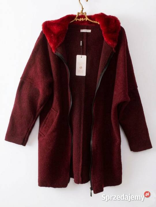 Włoska wełniana bluza z kapturem Kurtka Ciemna Wrocław