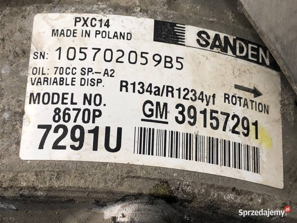 SPRĘŻARKA KLIMATYZACJI OPEL ASTRA K 39157291 16 Kompresory klimatyzacji sprzedam