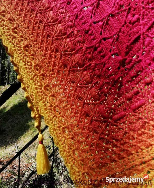 Chusta Ombre w kolorach mango rękodzieło Dla kobiet Skarżysko-Kamienna