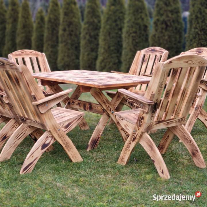 Meble ogrodowe z drewna opalanego meble składane sprzedam