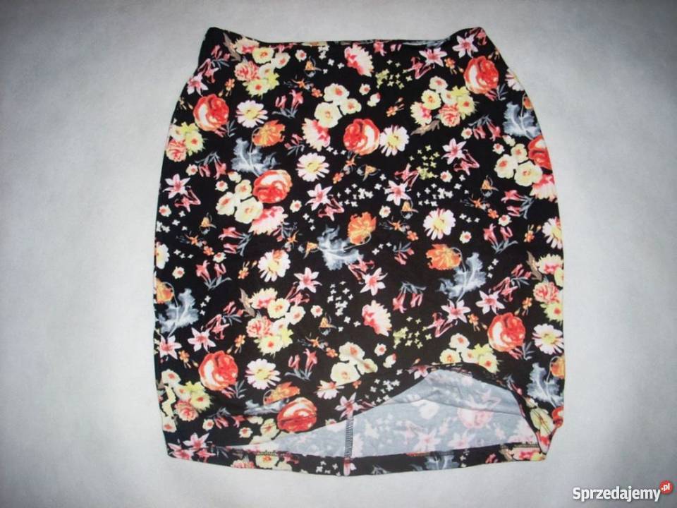 Spódnica WZÓR Kwiaty Dzianina Jersey NOWA XS S
