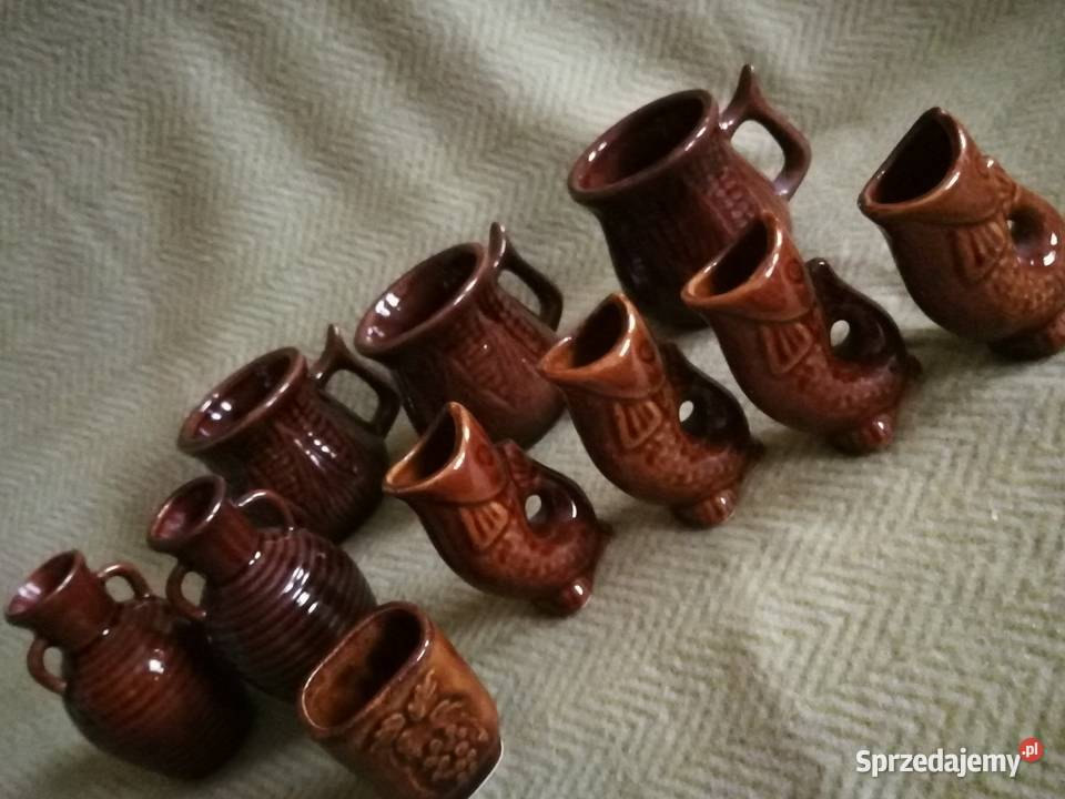 Dzbanek 6 kubków kamionka Cepelia PRL 2 zestaw zachodniopomorskie Szczecin