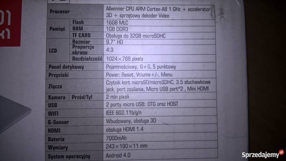 tablet madecom freetab 9701 hdmi łódzkie Szczerców