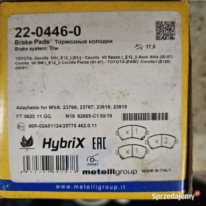 Toyota Corolla E12 klocki przód wersja Japan Klocki hamulcowe sprzedam