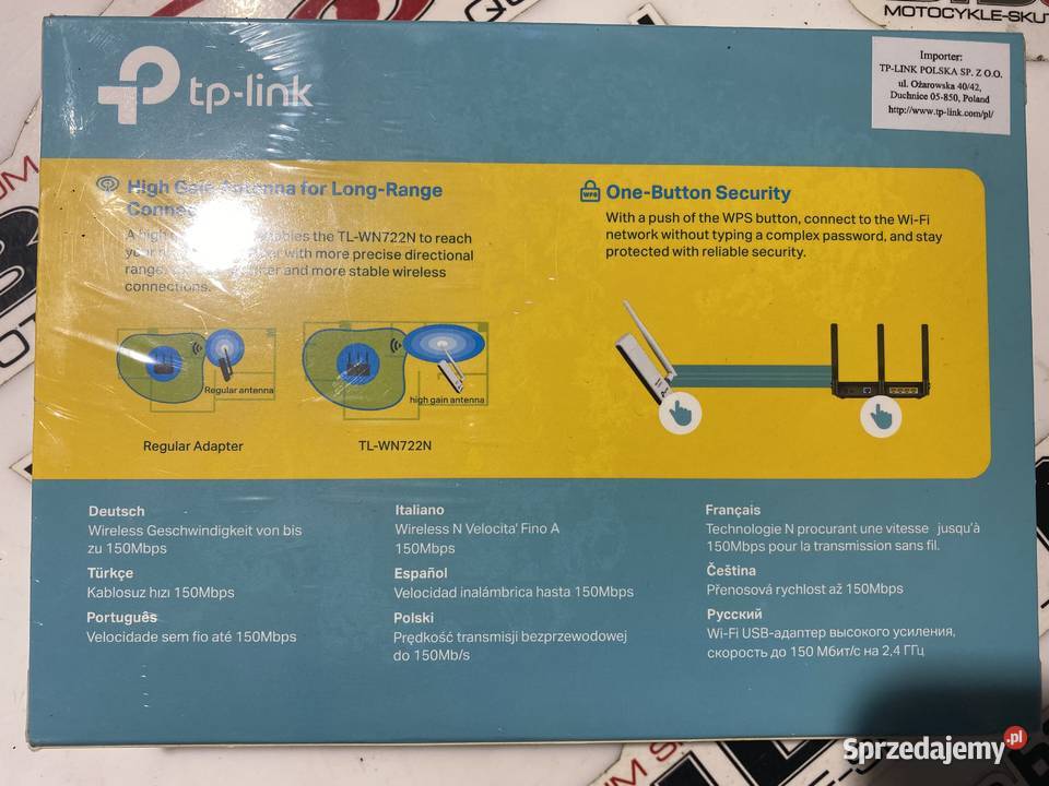 KARTA SIECIOWA WIFI USB TPLINK TLWN722N Komputery i Akcesoria Kościan