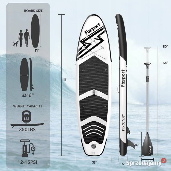 Nadmuchiwana Deska SUP Fbsport 335 Surfing, windsurfing, kitesurfing Jadowniki sprzedam