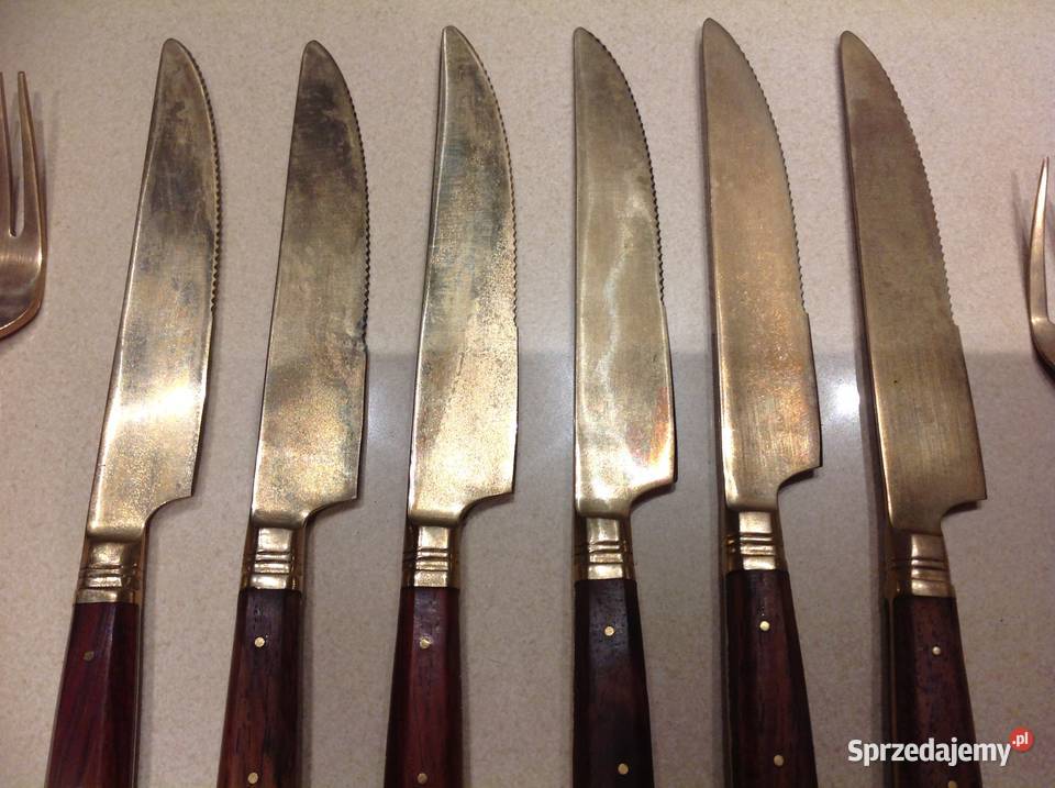 Stare Sztućce z Brązu Zestaw 31 Drewno Wiśniowe Nowa Sól