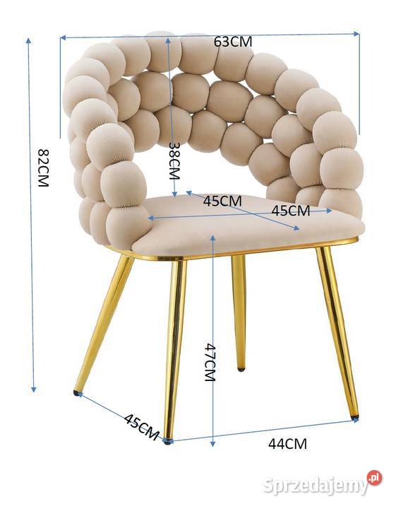Beżowe Krzesło Tapicerowane Bubble Wysyłka 24H 63cm