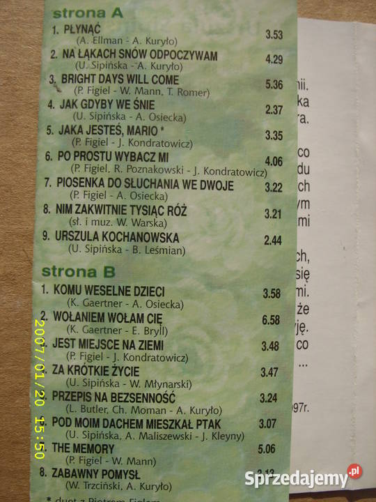 Ballada POP URSZULA SIPINSKA3 kasety Wołów