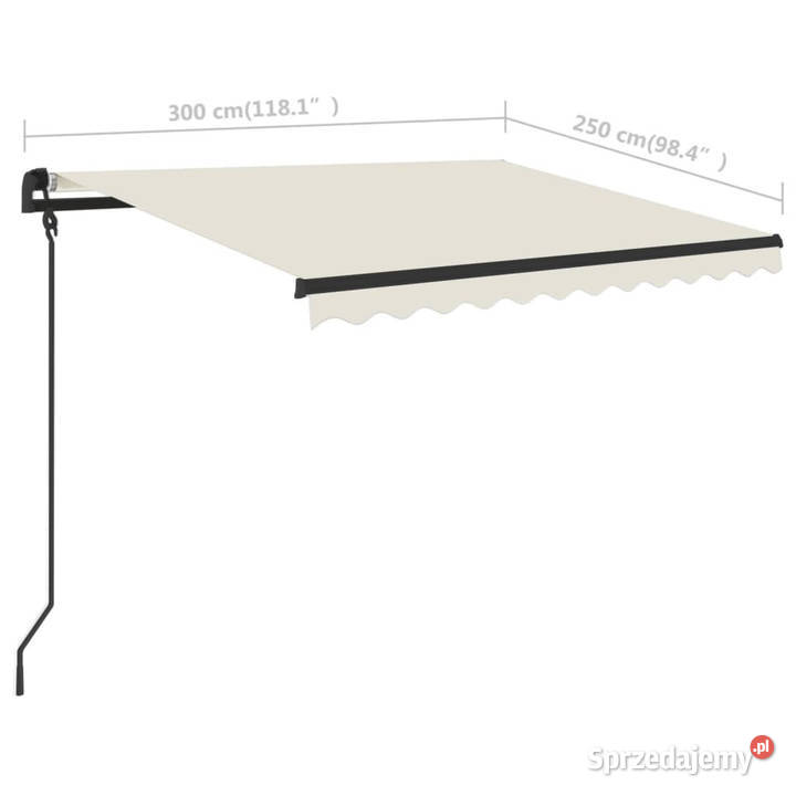 Ręcznie zwijana markiza z LED 3x25 m kremowa Warszawa