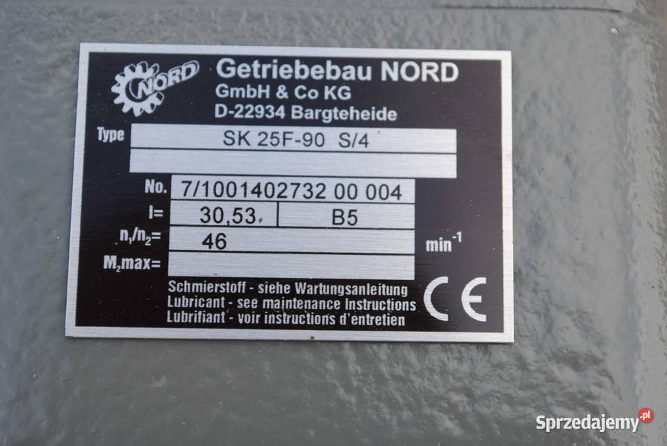 Motoreduktor kołnierzowy 11kw 46obrmin NORD Pozostałe Kargowa