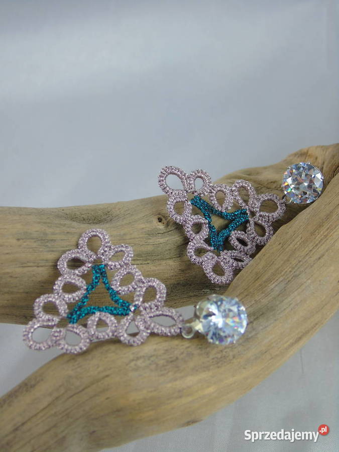 Kolczyki koronkoweróżne wzory kolory Wiśniowa