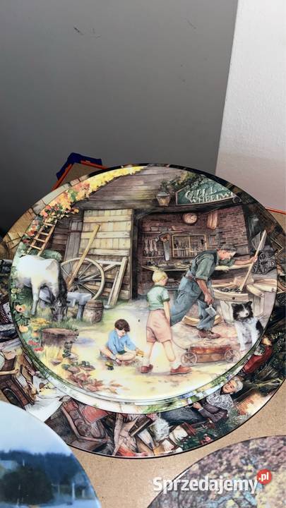 Patera i 8 talerzy Stare rzemiosło wiejskie Porcelana i szkło pomorskie