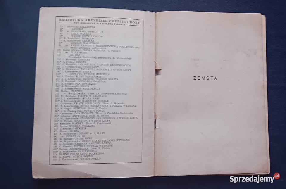 Aleksander Fredro Zemsta Wyd MKot Kraków 1949 r Koźminek