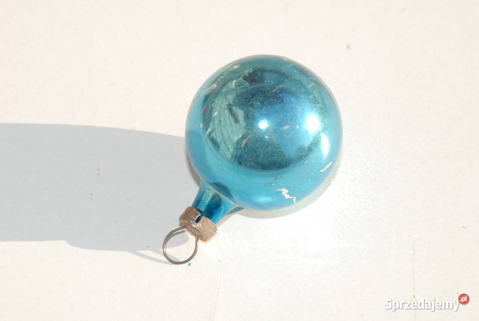 Stara bombka ozdoba choinkowa turkusowa Cieszyn