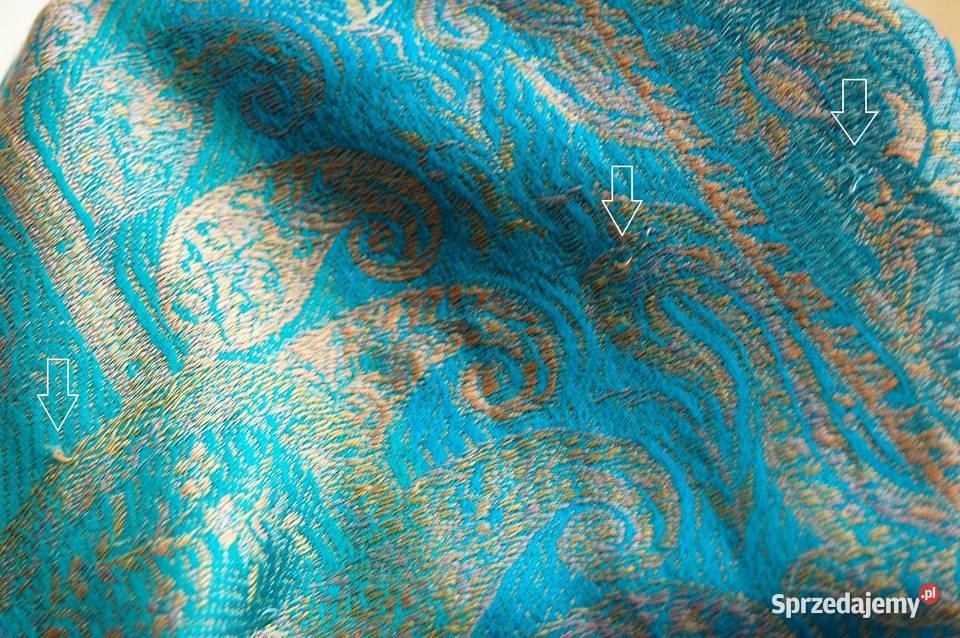 Jedwabny szal Indiska paisley 100 jedwab turkus Lublin