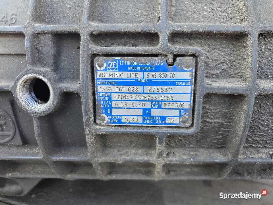 Eurocargo skrzynia biegów 6 AS 800 TO