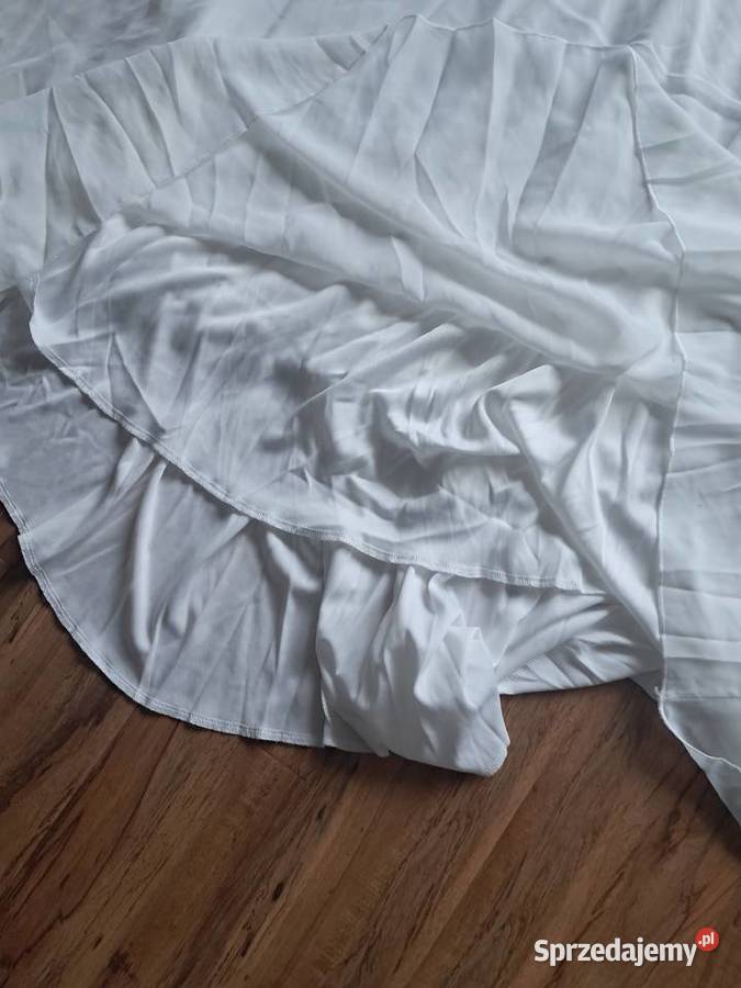 nowa długa biała cienka sukienka na podszewce Rozkloszowana