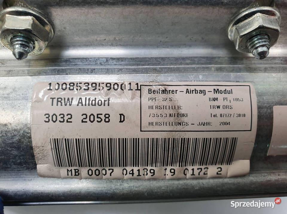 PODUSZKA AIRBAG MERCEDES BENZ SKLASA W220 osobowe Lipno