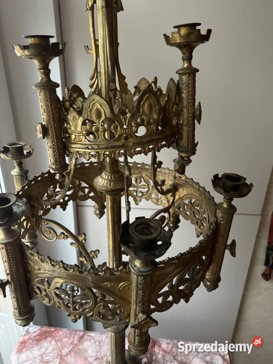 Kandelabr z brązu stary świecznik antyk Antyki Bystrzyca Kłodzka