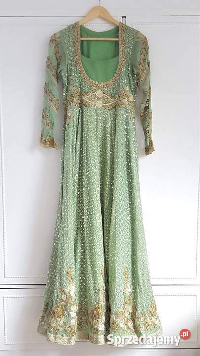 Nowa suknia balowa XS 34 zielona cekiny haft Szczecin