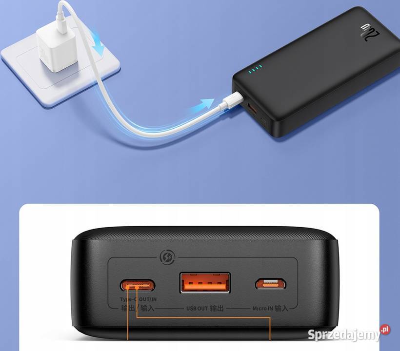 Szybki Powerbank 20000 mAh 1820W 3 Różne USB i 3 sprzedam