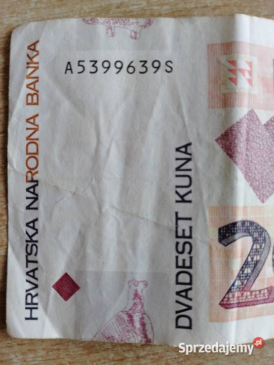 Banknot 20 KUNA Chorwacja kolekcjonerski Poznań
