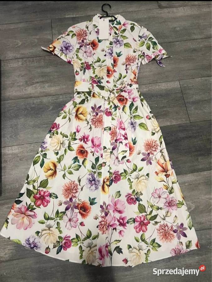 Sukienka midi długa Zara M L bawełna kwiaty Warszawa sprzedam