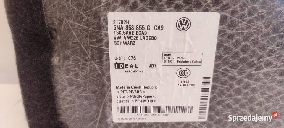 VW TIGUAN II PODŁOGA BAGAŻNIKA 5NA858855G osobowe