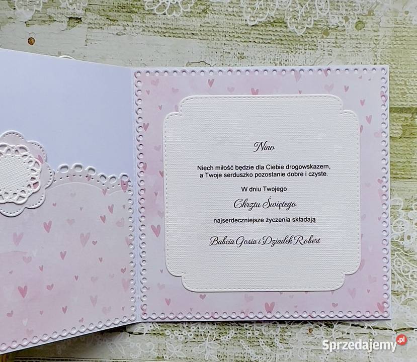 Kartka na Chrzest dziewczynki ręcznie robiona w Mielec