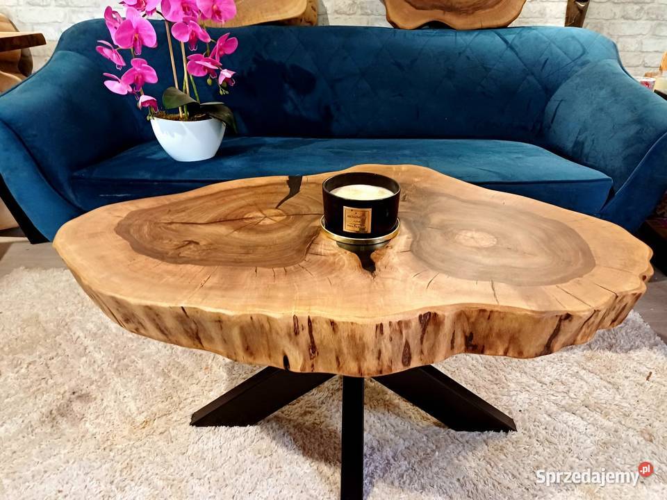 Stolik kawowy 90x70 PIĘKNY OKAZ LIVE EDGE Śrem