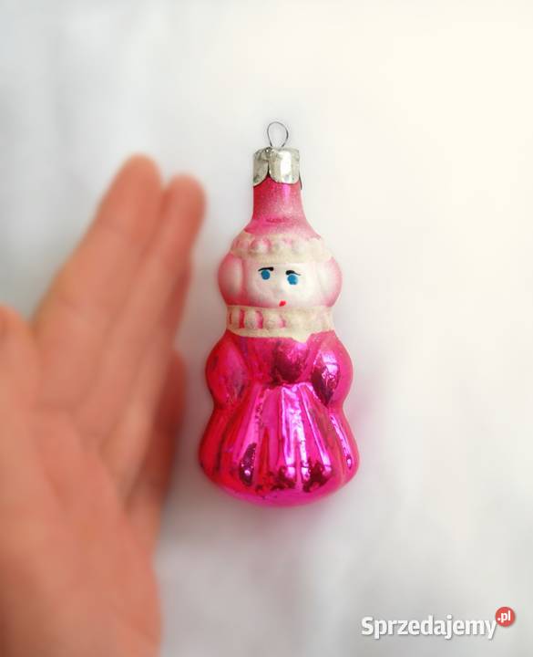 Stara bombka szklana ręcznie malowana śnieżynka