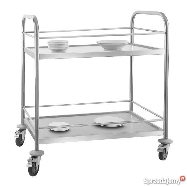 Wózek kelnerski transportowy z relingami 2 półki Poczesna