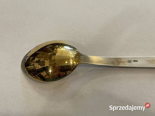 Komplet srebrnych złoconych łyżeczek 916 ZSRR Kraków