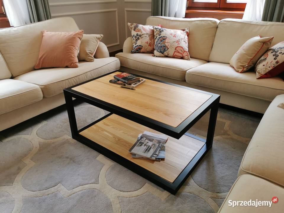 Designerski Stolik kawowy drewniany czarny loft Warszawa