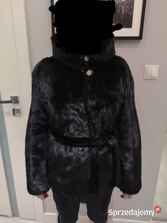 SAGA MINK futro damskie naturalne z norek kaptur Rozmiar 40(L) mazowieckie Warszawa