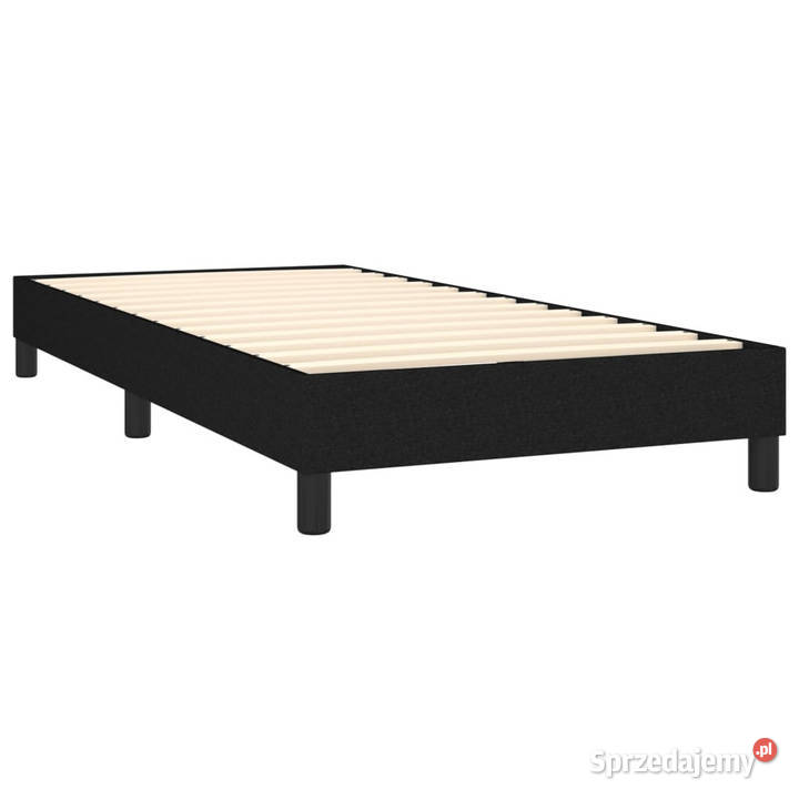 Łóżko z Materacem Kontynentalne Czarne Do 90cm Łóżka